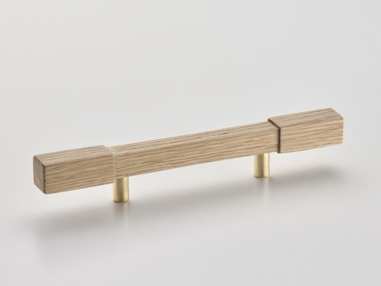 Solid Oak and Brass Cabinet Handle